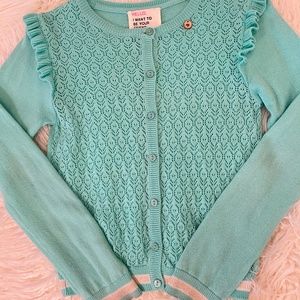 Mim-Pi "Cardigan in Ruffles Sparkles & Teal"